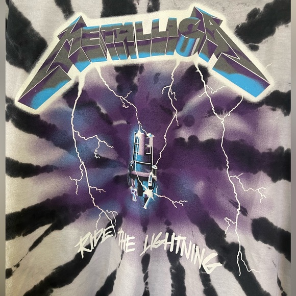 NEW Metallica Ride The Lightening Tie Dye Tiger Band Tee T-Shirt XL Metal Logo - Picture 5 of 6